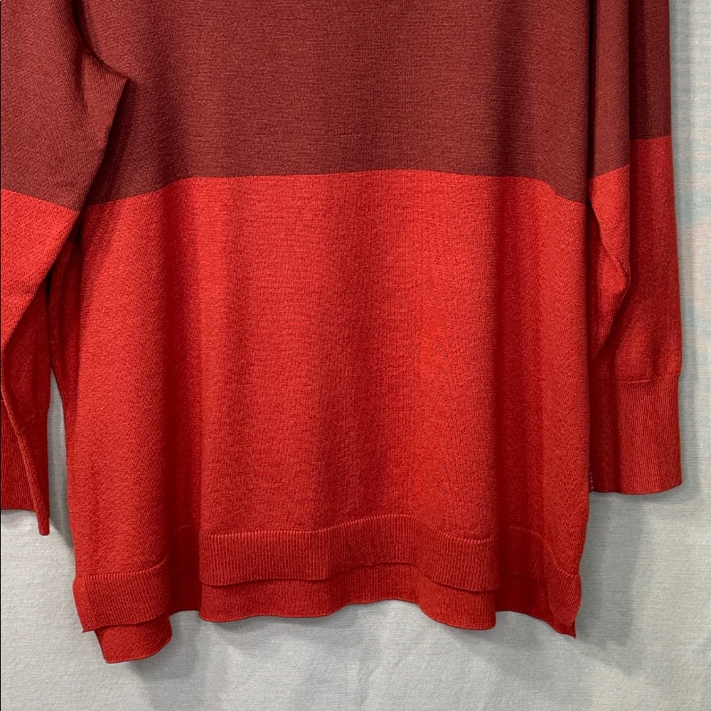 Retrology Sweater Orange/White Colorblock Crewneck in Sizes 1X & 2X ‎ NWT - Picture 5 of 13